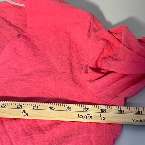 Yinn Women's Hot Pink V-Neck Tiered Long Sleeve Dress by Yinn - Picture 4 of 7